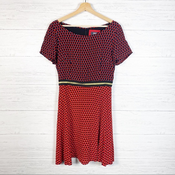 Maeve NWT Amici Red Bunny Print Colorblock Dress - Picture 3 of 13